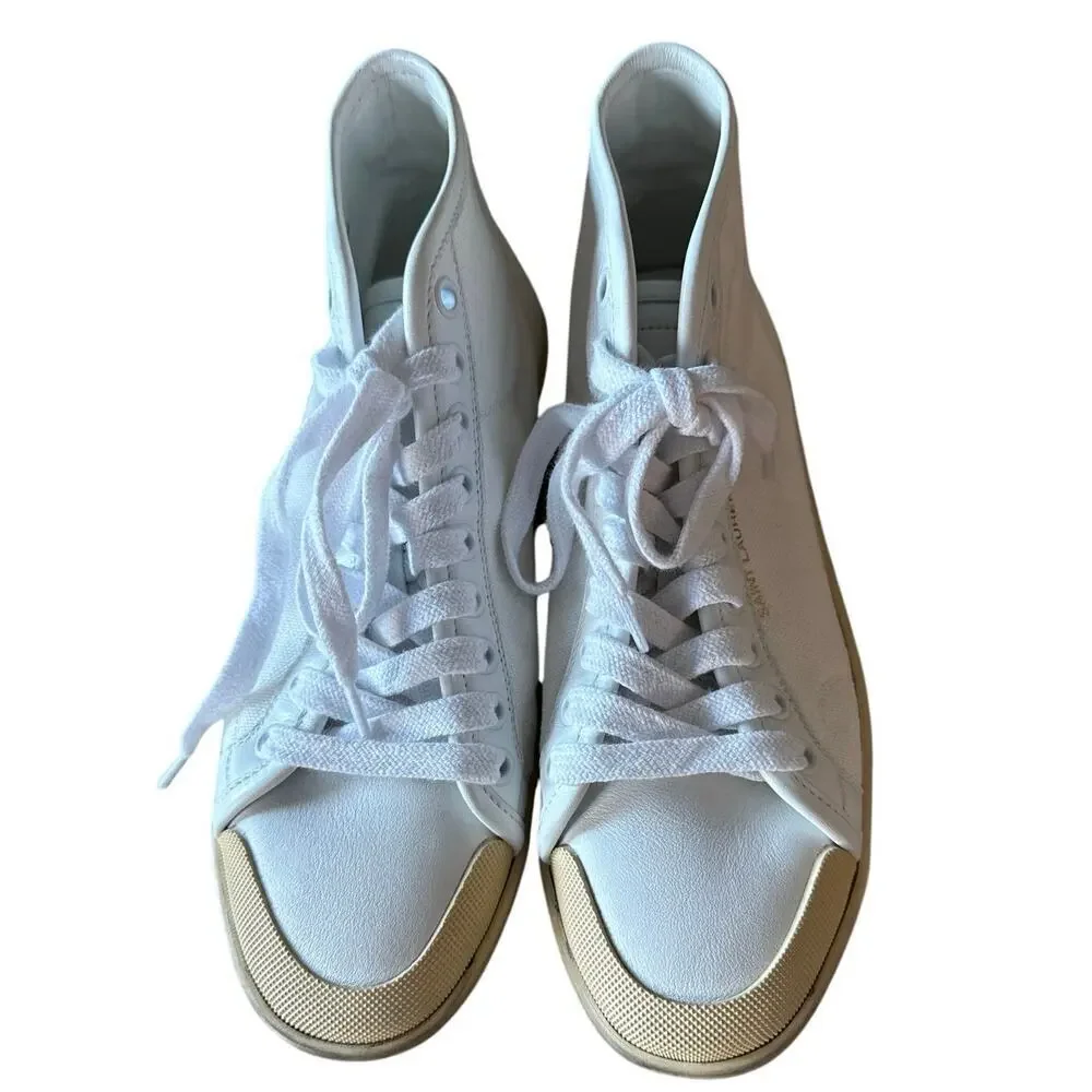 Saint Laurent White SL/39 Mid-Top Canvas Fashion Sneakers Size EU 36 US 6 - Picture 5 of 10